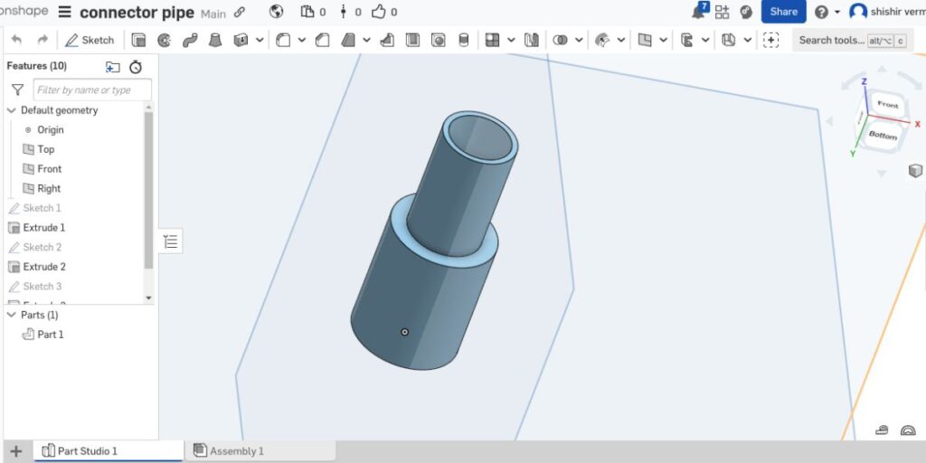 onshape design pipe connector